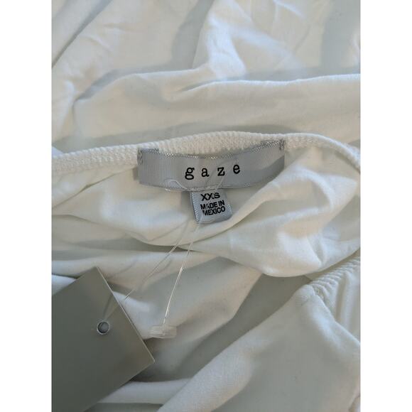 Gaze Dtla Halter Top XXS White Knot Front Elastic Open Back Layering T56210 Club - Picture 4 of 11